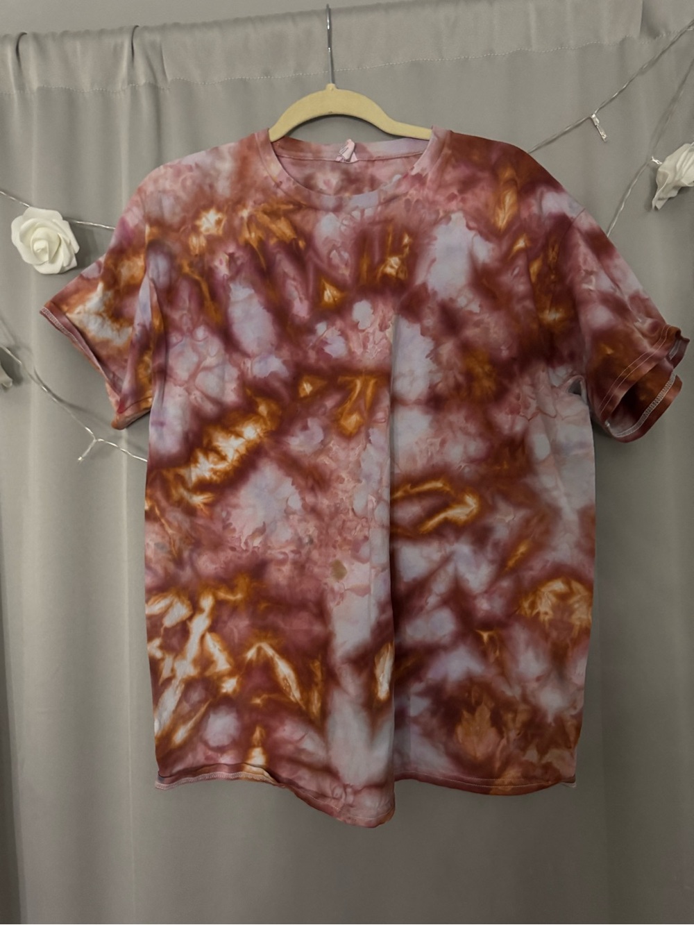 Women's Tie-Dye Short Sleeve Tee - Rust & White